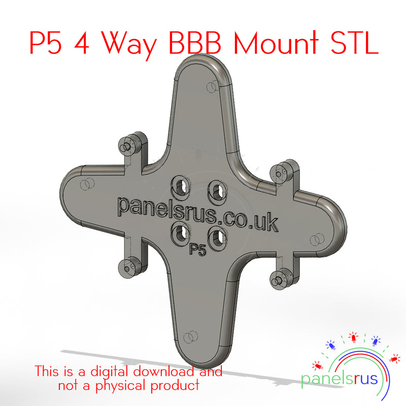 4 Way BBB Mounting Bracket for P5 Indoor Panels - STL File